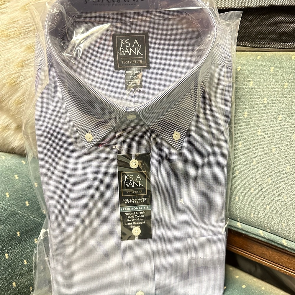 Jos. A Bank 17-35 NWT Traveler traditional fit houndstooth shirt